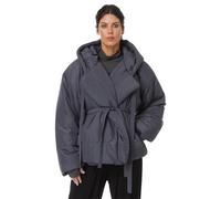 Norma Kamali Women's Hooded Sleeping Bag Coat Short, Charcoal, Large