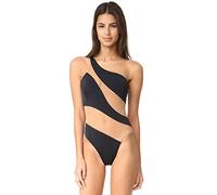 Norma Kamali Women's Snake Mio One Piece Swimsuit, Black with Nude Mesh, Large