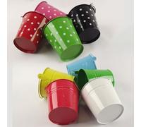 Normal Bucket L Decorative Galvanised Steel Buckets Polkadot (Red)