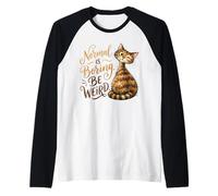 Normal is Boring Be Weird Funny Tabby Cat Quirky Kitten Raglan Baseball Tee