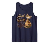 Normal is Boring Be Weird Funny Tabby Cat Quirky Kitten Tank Top