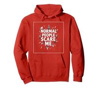 Normal People Scare Me - Edgy Gothic Quote Pullover Hoodie, Adult Unisex, Red, XL