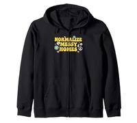 Normalize Messy Homes Retro Groovy Chaos Vibes Zip Hoodie
