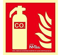 Normaluz A0A406 - Luminescent Sign Fire Extinguisher Co2 Class A PVC 1mm 21x21cm with CTE, RIPCI and Suitable for New Legislation