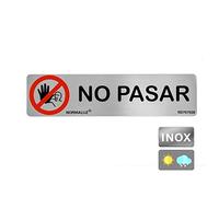 Normaluz RD707028 - Adhesive Sign Rectangular No Pass Stainless Steel Adhesive 0.8 mm 5 x 20 cm