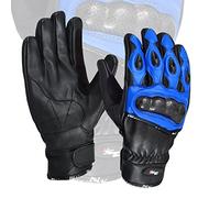 NORMAN Blue Premium Leather Summer Motorcycle Motorbike Gloves CowHide (L)