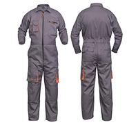 NORMAN Grey Work Wear Men's Overalls Boiler Suit Coveralls Garage Overalls Mechanics Boilersuit Protective (L)