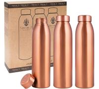 NORMAN JR, Copper Water Bottle 1L - Gift Box of 3, Plain, an Ayurvedic vessel made from pure copper - helps you drink more water, with many health benefits