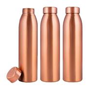 NORMAN JR, Copper Water Bottle 1L - Gift Box of 3, Plain, an Ayurvedic vessel made from pure copper - helps you drink more water, with many health benefits