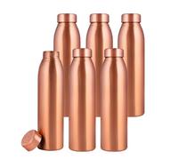 NORMAN JR, Copper Water Bottle 1L - Gift Box of 6, Plain, an Ayurvedic vessel made from pure copper - helps you drink more water, with many health benefits