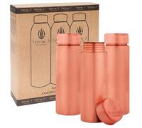 NORMAN JR Copper Water Bottle 400ml - Gift Box of 3, Slim Plain, an Ayurvedic vessel made from pure copper - helps you drink more water, with many health benefits