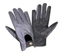 NORMAN Men's Leather Vintage Retro Style chauffeur Driving Gloves Sheep Leather Gloves (GREY DOTTED, S)