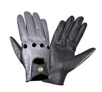 NORMAN Men's Leather Vintage Retro Style chauffeur Driving Gloves Sheep Leather Gloves (GREY HOLES, XL)