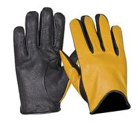 NORMAN Men's Leather Vintage Retro Style chauffeur Driving Gloves Sheep Leather Gloves (ORANGE SHORT, XL)