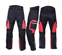 NORMAN Motorbike Motorcycle Waterproof Cordura Textile Trousers Pants Armours Reflector Black/Red (XL)