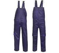 NORMAN Navy Blue Bib and Brace Overalls Heavy Duty Work Trousers Dungaress Pockets (L)