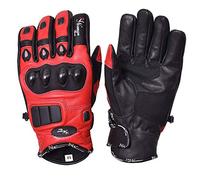 NORMAN Red Short Leather Knuckle Protection Motorbike Motorcycle Gloves Summer (L)