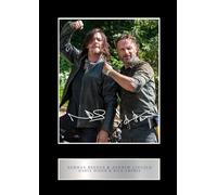 Norman Reedus, Daryl Dixon & Andrew Lincoln, Rick Grimes Pre Printed Signature Signed Mounted Photo Display #1 Printed Autograph Picture 10x8 Inch Mount
