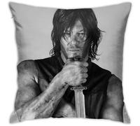 Norman Reedus Pillow Covers Daryl Dixon Double Sided Printing Pillow Cases Dorm Decor for Living Room Bedroom 45x45cm(18x18 ''), White