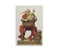 Nórman Róckwell Artistic Work (Christmas Santa Reading Mail) Poster Modern Canvas Wall Art Printed Pictures Aesthetic Home Decoration for Bedroom 24x36inch(60x90cm)