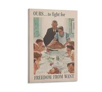 Norman. Rockwell. Ours to Fight for Freedom From Want Canvas Printing Famous Paintings, Wall Art Posters, Decorative Hanging Pictures Artworks Canvas Poster Wall Art Prints Home Modern Decor 20x30inch
