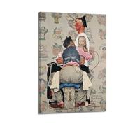 Norman Rockwell Painter's Artwork《The Tattoo Artist》Printed PostersWall Art Canvas Poster Music Albums And Movies Decorative Painting for Living Bed Room 16x24inch(40x60cm) Frame-style