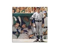 Norman Rockwell Prints The Dugout (Chicago Cubs in Dugout) Canvas Poster Wall Art Scroll Canvas Picture Living Room Decor Home 16x16inch