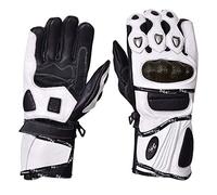 NORMAN Summer Leather Gloves Motorcycle Motorbike Racing Carbon Knuckle White (M)