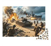 Normandy Campaign Puzzle for Adults 1000 Piece Recycled WW2 Battle Puzzles for Elderly Impossible Hard Difficult Challenging Great Gift Idea for Women 52x38cm/1000pcs