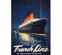 Normandy Cruise Ship Travel Poster - A4 Wall Art, Wanderlust Print, Inspirational World Map, Vintage City, Retro Poster, Home Decor for Living Room, Office, Gift Idea for Travel Lovers