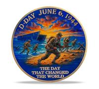 Normandy D-Day Military Challenge Coin | The Day That Changed The World & United for Liberty Commemorative Token | Appreciation Gift for Military, Veterans & Patriots in Service