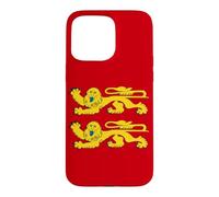 Normandy Flag, Yellow Lions, Men Women Red Case for iPhone 15 Pro Max