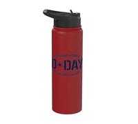 Normandy France D-Day Honor and Remember Solid Navy Print Stainless Steel Insulated Water Bottle