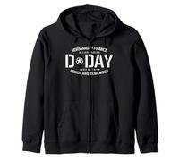 Normandy France D-Day Honor and Remember Solid White Print Zip Hoodie