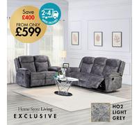 Normandy Indoor Corner Sofa Ho2 Light Grey 2+3 Seater Manual Recliner