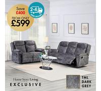 Normandy Indoor Corner Sofa Tml Dark Grey 2+3 Seater Manual Recliner