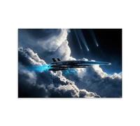 Normandy SR2-Mass Effect in The Clouds (2) Poster Canvas Wall Decor Art Painting Prints on Modern Artwork for Living Room,Bathroom,Bedroom,Home 24x36inch(60x90cm)