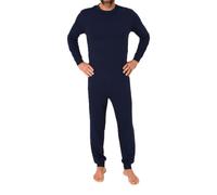 Normann Care Men's Care Overall, Long Sleeve One-Piece Pyjamas with Zip on the Back, blue, XS