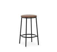 Normann Copenhagen Circa Bar Stool H65 Leather Upholstered Black/ Brandy Leather 41574