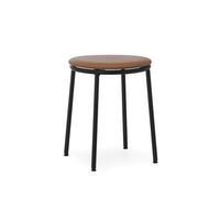 Normann Copenhagen Circa Stool Leather Upholstered Black/ Brandy Leather 41574