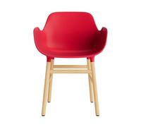 Normann Copenhagen Form Dining Chair With Armrests Bright Red/Oak