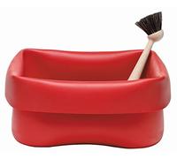 Normann Copenhagen Washing Up Bowl/Washing Up Container with Washing Up Brush Rubber Red