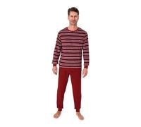 Normann Men's Terry Cloth Pyjamas Long with Cuffs - Also Available in Plus Sizes - Striped Look, red, 40