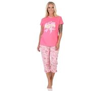 Normann Women's Capri Pyjamas Short Sleeve Pyjamas in Elegant Look with Bows as Motif, pink, 36-38