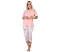 Normann Women's Capri Pyjamas Short Sleeve Pyjamas in Elegant Striped Look - Also in Plus Size
