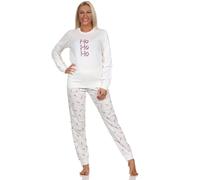 Normann Women's Long Sleeve Christmas Pyjamas with Cuffs, cream, 48-50