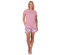 Normann Women's Short Sleeve Pyjamas, Striped Top - Also Available in Plus Sizes, red, 36-38