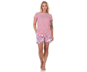 Normann Women's Short Sleeve Pyjamas, Striped Top - Also Available in Plus Sizes, red, 36-38