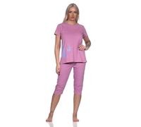 Normann Women's Short Sleeve Pyjamas with Capri Pyjama Bottoms in Polka Dots Look, Antique Pink, 36-38