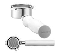 Normcore 54mm Bottomless Portafilter - Bottomless Naked Portafilter - Non-Stick Coating White - Filter Basket Included - Fits Breville Sage Barista Express Machines